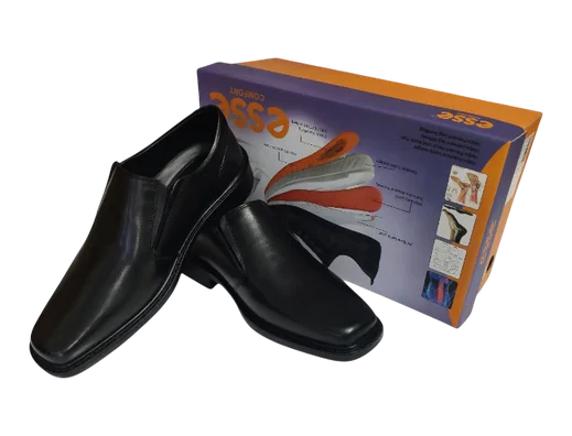 Esse Comfort Men's Leather Wide Width Plain Toe Slip-On - Black - view 8